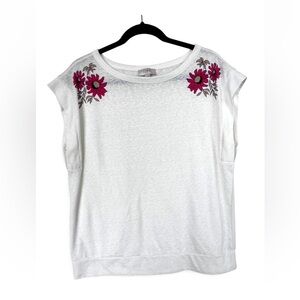 LOFT White Top with Floral Pattern